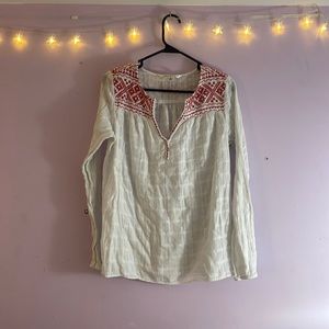 White & Red Womens Blouse